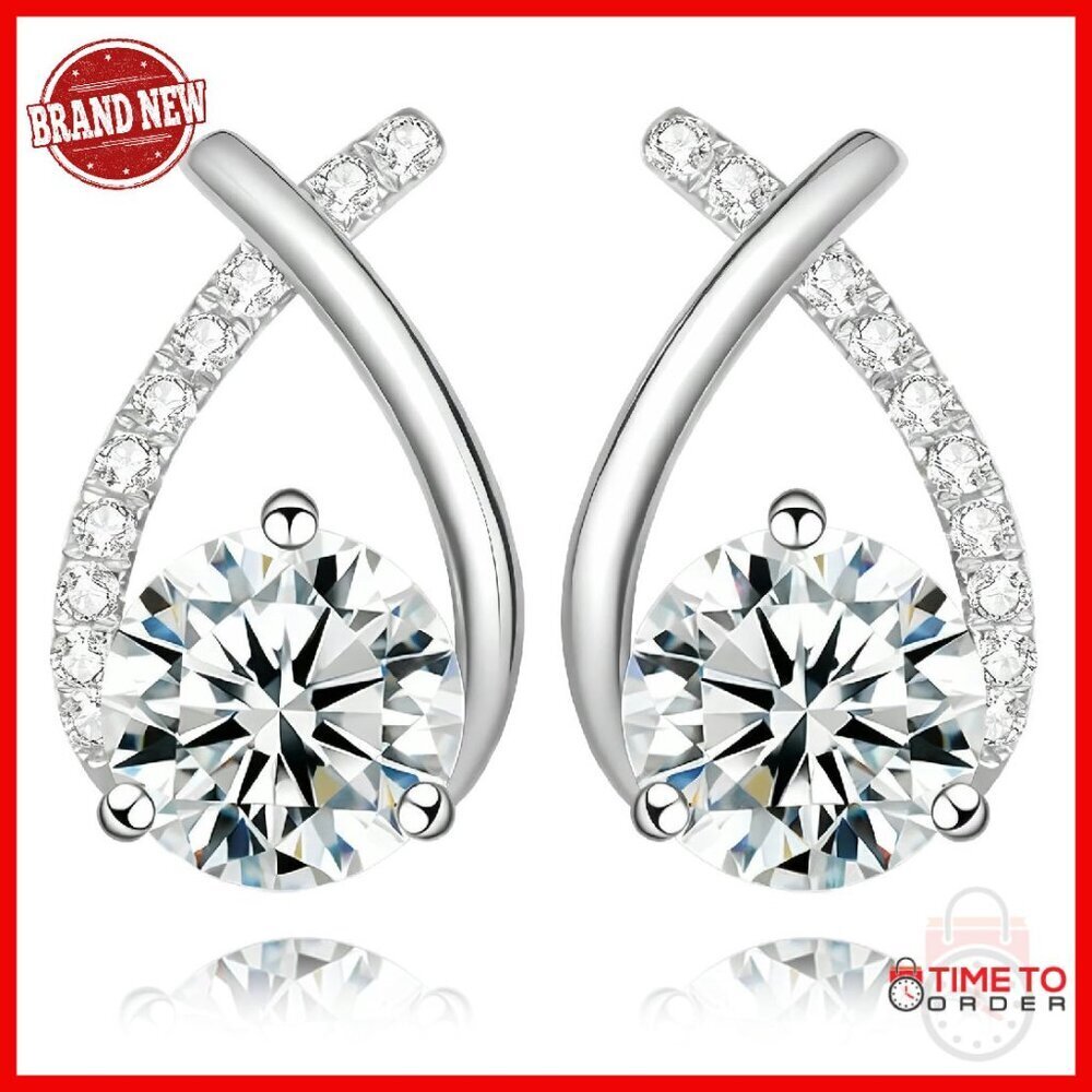 Moissanite Stud Earrings 2ct Sterling Silver 18K Gold Plated Mermaid Design